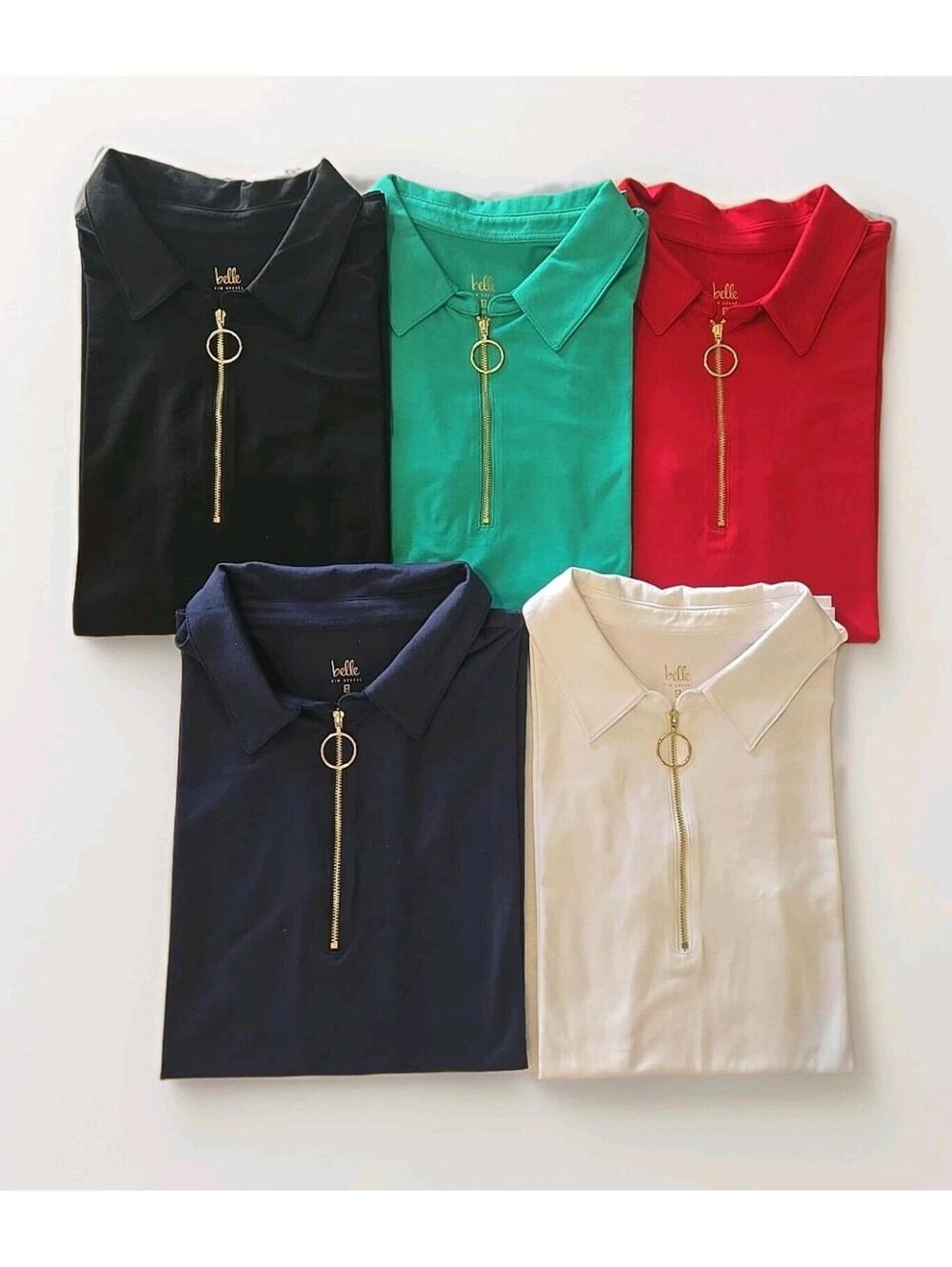 Lot of 5 Belle by Kim Gravel Perfect Pique Sleeveless Polo 1/4 Zip Top Size 2X